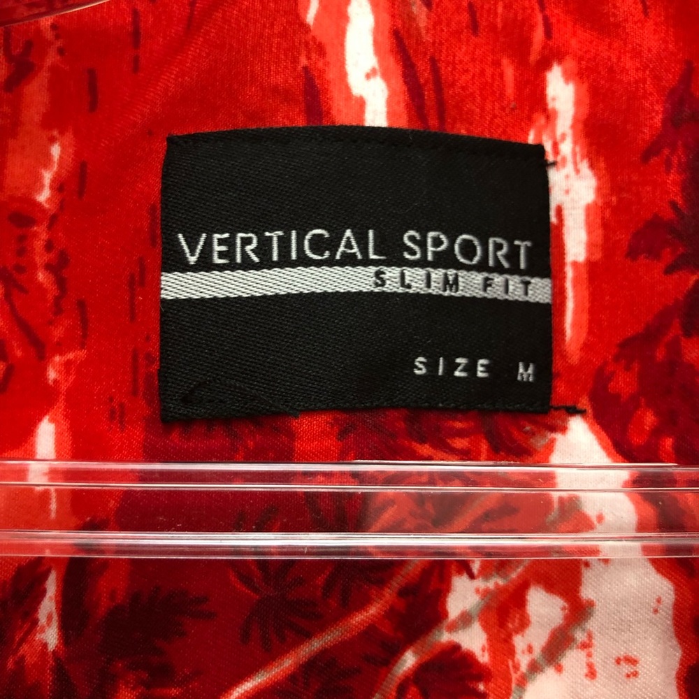 Vertical Sport Tropical Print  Button Down Casual Shirt Men's Size M Red/White - Picture 5 of 6
